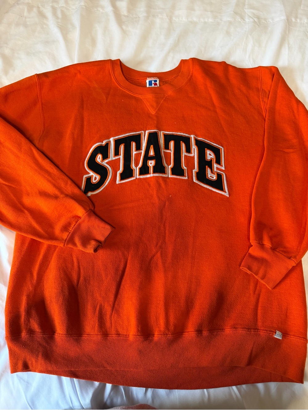 Russell Athletic Orange 'STATE' Crewneck Sweatshirt - Men's
